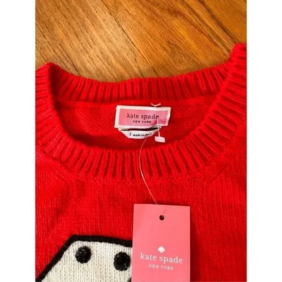 NWT Kate Spade Red Dice Wool Alpaca Oversized Sweater Size M - Picture 3 of 10